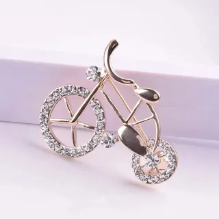 Mini Bike Decor Crystal Cycle Brooch 